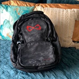 Large Nfinity Camo cheer backpack Red Rhinestone
